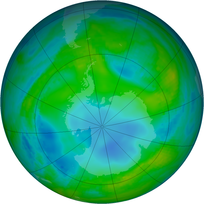 Antarctic ozone map for 23 May 1989